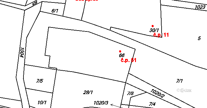 Ponikev 51, Ludmírov na parcele st. 66 v KÚ Ponikev, Katastrální mapa