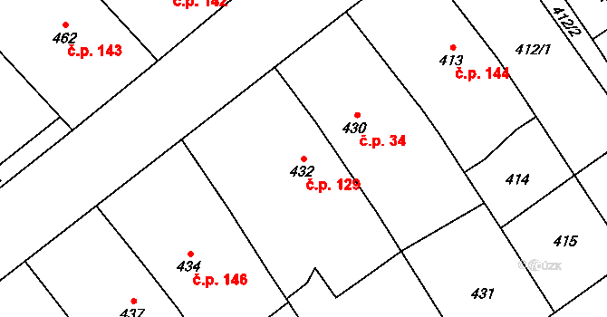Přerov IV-Kozlovice 129, Přerov na parcele st. 432 v KÚ Kozlovice u Přerova, Katastrální mapa