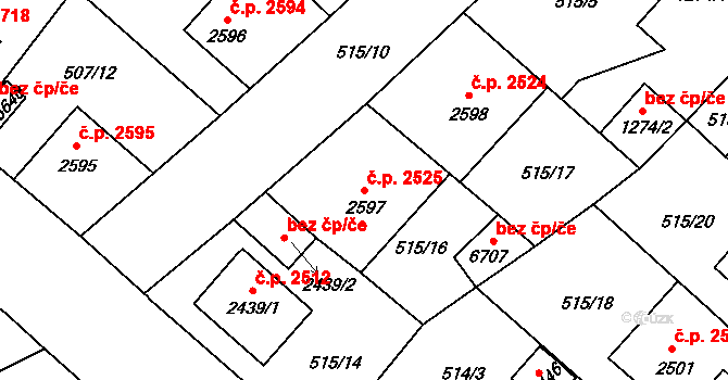 Jablonec nad Nisou 2525 na parcele st. 2597 v KÚ Jablonec nad Nisou, Katastrální mapa