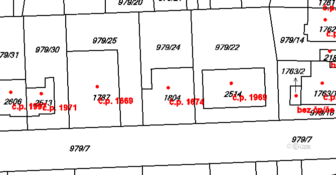 Nymburk 1674 na parcele st. 1804 v KÚ Nymburk, Katastrální mapa