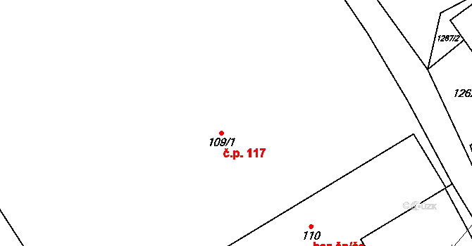 Nové Heřminovy 117 na parcele st. 109/1 v KÚ Nové Heřminovy, Katastrální mapa