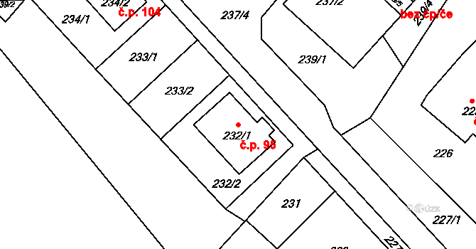 Edrovice 95, Rýmařov na parcele st. 232/1 v KÚ Edrovice, Katastrální mapa