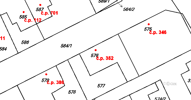 Libušín 352 na parcele st. 576 v KÚ Libušín, Katastrální mapa