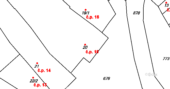 Chouč 15, Hrobčice na parcele st. 20 v KÚ Chouč, Katastrální mapa