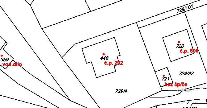 Osek 292 na parcele st. 448 v KÚ Osek u Duchcova, Katastrální mapa