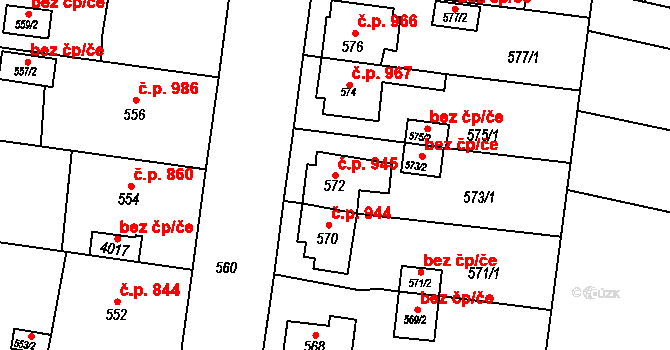 Předměstí 945, Moravská Třebová na parcele st. 572 v KÚ Moravská Třebová, Katastrální mapa