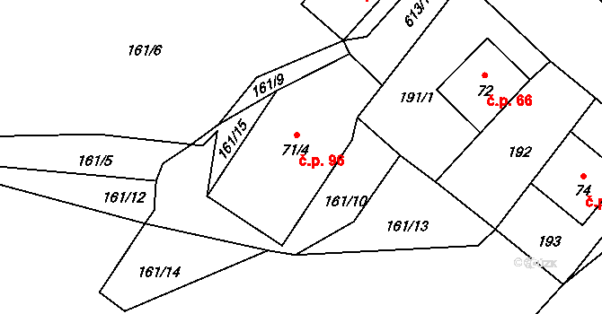 Drnovec 96, Cvikov na parcele st. 71/4 v KÚ Drnovec, Katastrální mapa