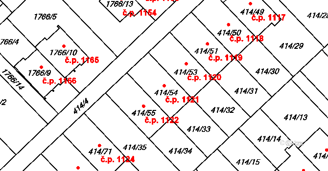 Poruba 1121, Orlová na parcele st. 414/54 v KÚ Poruba u Orlové, Katastrální mapa