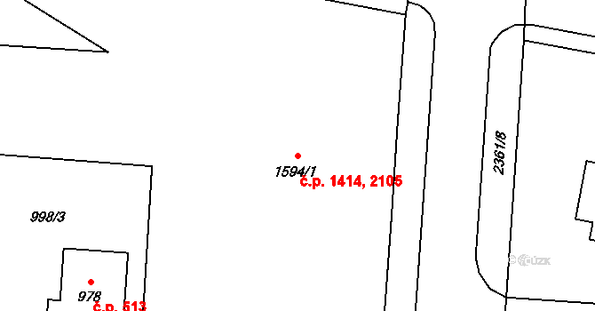 Hořice 1414,2105 na parcele st. 1594/1 v KÚ Hořice v Podkrkonoší, Katastrální mapa