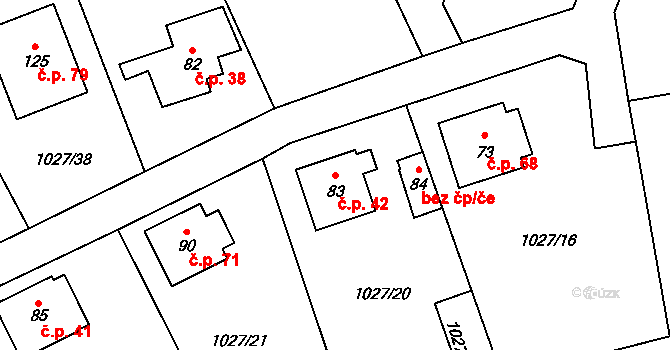 Lčovice 42 na parcele st. 83 v KÚ Lčovice, Katastrální mapa