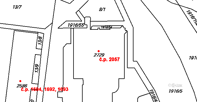 Předměstí 2057, Svitavy na parcele st. 2729 v KÚ Svitavy-předměstí, Katastrální mapa