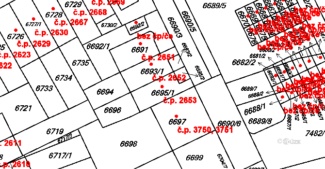Židenice 2653, Brno na parcele st. 6695/1 v KÚ Židenice, Katastrální mapa