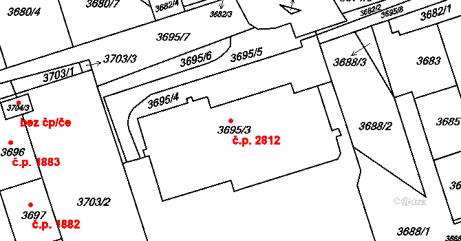 Královo Pole 2812, Brno na parcele st. 3695/3 v KÚ Královo Pole, Katastrální mapa