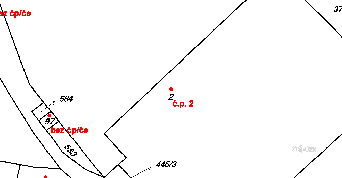 Divice 2, Vinařice na parcele st. 2 v KÚ Divice, Katastrální mapa