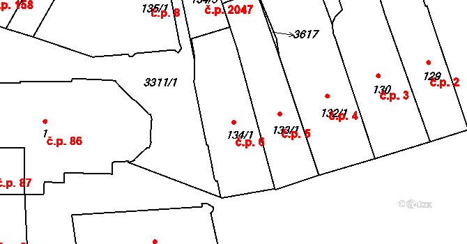 Pelhřimov 6 na parcele st. 134/1 v KÚ Pelhřimov, Katastrální mapa