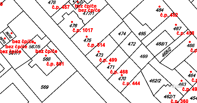 Sokolov 499 na parcele st. 473 v KÚ Sokolov, Katastrální mapa