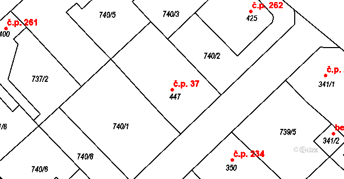 Staňkov II 37, Staňkov na parcele st. 447 v KÚ Staňkov-ves, Katastrální mapa