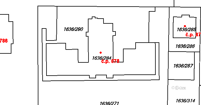 Teplické Předměstí 878, Bílina na parcele st. 1636/284 v KÚ Bílina, Katastrální mapa