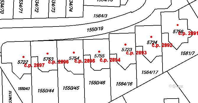 Šumperk 2894 na parcele st. 5755 v KÚ Šumperk, Katastrální mapa