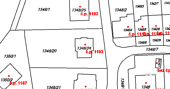 Dolní Lutyně 1193 na parcele st. 1348/24 v KÚ Dolní Lutyně, Katastrální mapa