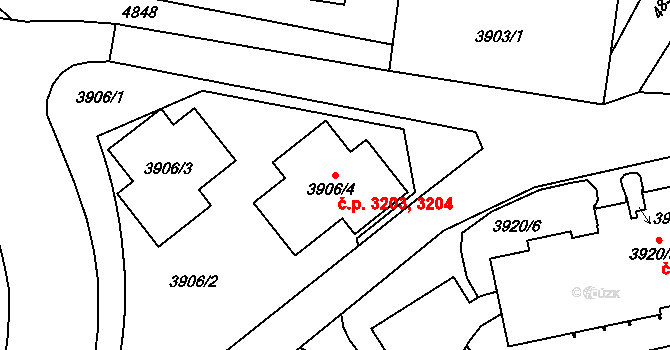 Smíchov 3203,3204, Praha na parcele st. 3906/4 v KÚ Smíchov, Katastrální mapa