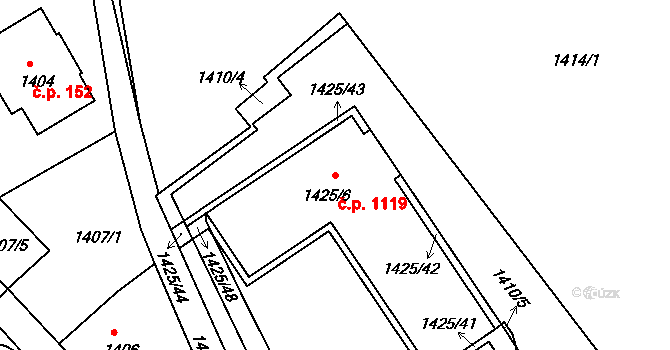 Liberec VI-Rochlice 1119, Liberec na parcele st. 1425/6 v KÚ Rochlice u Liberce, Katastrální mapa