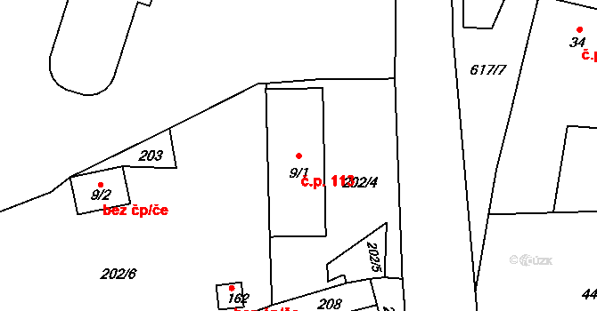 Kružberk 113 na parcele st. 9/1 v KÚ Kružberk, Katastrální mapa