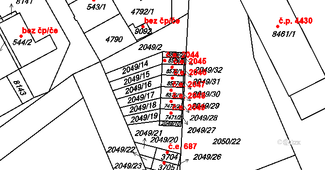 Hodonín 2046 na parcele st. 8577/1 v KÚ Hodonín, Katastrální mapa