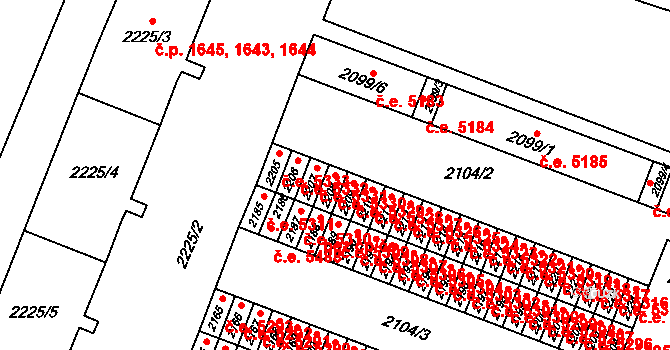 Kadaň 5330 na parcele st. 2208 v KÚ Kadaň, Katastrální mapa