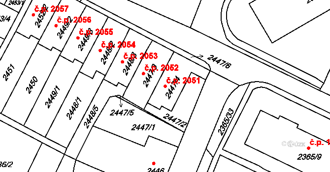 Předměstí 2051, Litoměřice na parcele st. 2447/4 v KÚ Litoměřice, Katastrální mapa