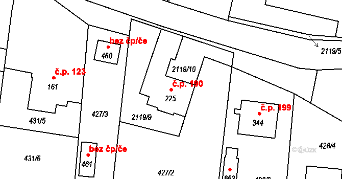 Čechtice 190 na parcele st. 225 v KÚ Čechtice, Katastrální mapa