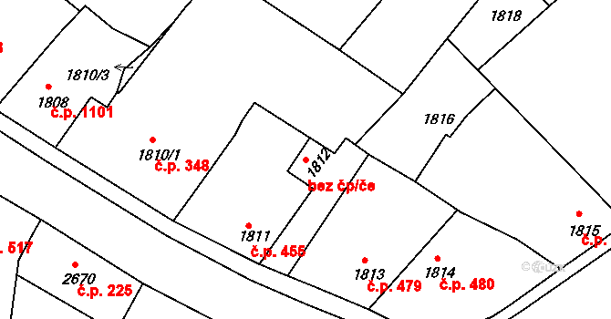 Vracov 38730936 na parcele st. 1812 v KÚ Vracov, Katastrální mapa