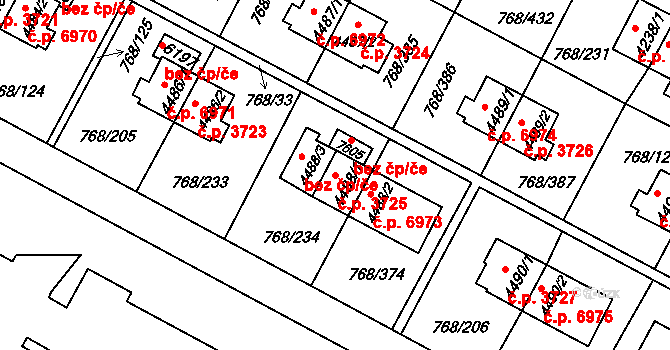 Zlín 3725 na parcele st. 4488/1 v KÚ Zlín, Katastrální mapa