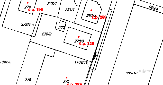 Oldřišov 329 na parcele st. 278/3 v KÚ Oldřišov, Katastrální mapa