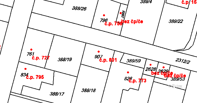 Kateřinky 801, Opava na parcele st. 907 v KÚ Kateřinky u Opavy, Katastrální mapa