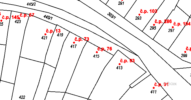 Vícemilice 76, Bučovice na parcele st. 415 v KÚ Vícemilice, Katastrální mapa