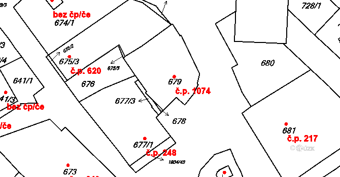 Dolní Bojanovice 1074 na parcele st. 679 v KÚ Dolní Bojanovice, Katastrální mapa