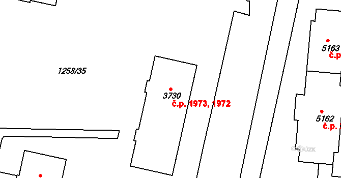 Budějovické Předměstí 1972,1973, Písek na parcele st. 3730 v KÚ Písek, Katastrální mapa