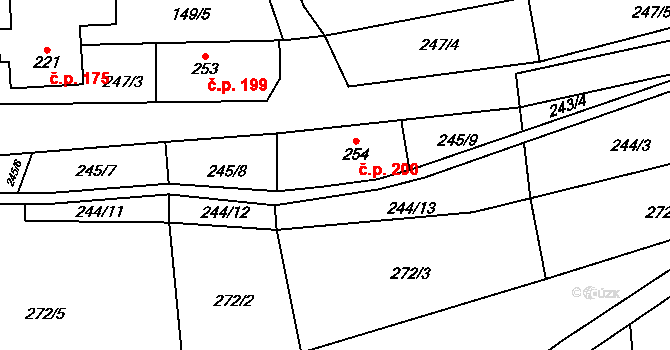 Bohdíkov 200 na parcele st. 254 v KÚ Dolní Bohdíkov, Katastrální mapa