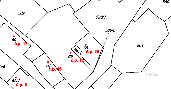 Hradsko 10, Mšeno na parcele st. 65 v KÚ Sedlec u Mšena, Katastrální mapa