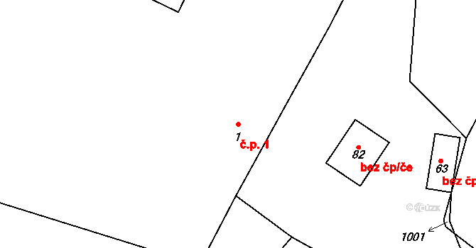 Ždánov 1 na parcele st. 1 v KÚ Ždánov, Katastrální mapa