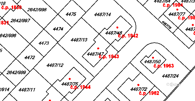 Kuřim 1943 na parcele st. 4487/47 v KÚ Kuřim, Katastrální mapa