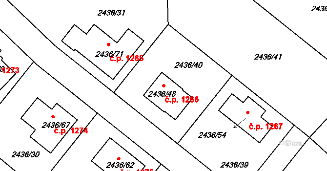Lovosice 1266 na parcele st. 2436/48 v KÚ Lovosice, Katastrální mapa