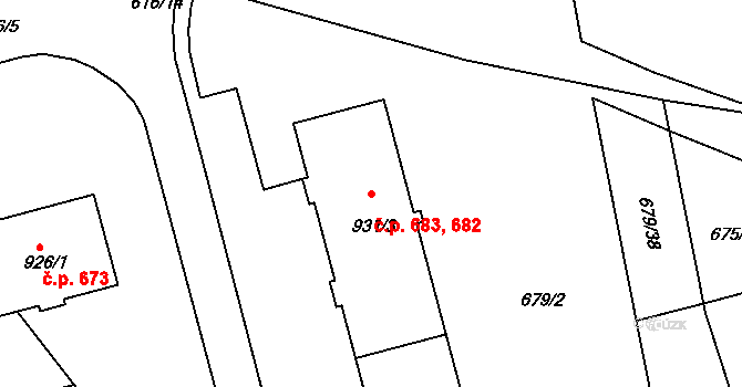 Žirovnice 682,683 na parcele st. 931/3 v KÚ Žirovnice, Katastrální mapa