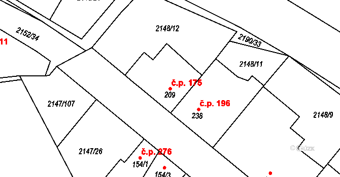 Katovice 175 na parcele st. 209 v KÚ Katovice, Katastrální mapa