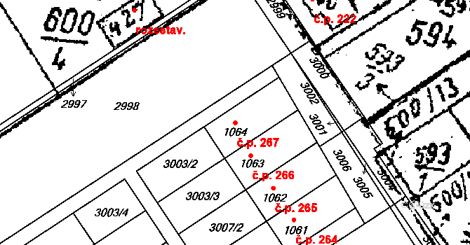 Prosiměřice 267 na parcele st. 1064 v KÚ Prosiměřice, Katastrální mapa