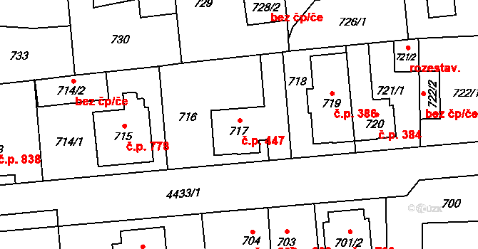 Chotěboř 447 na parcele st. 717 v KÚ Chotěboř, Katastrální mapa