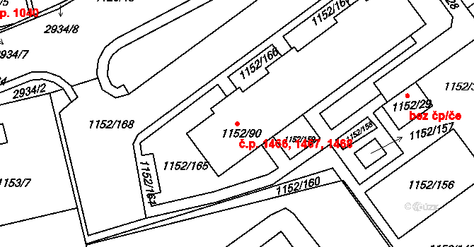 Rychnov nad Kněžnou 1466,1467,1468 na parcele st. 1152/90 v KÚ Rychnov nad Kněžnou, Katastrální mapa
