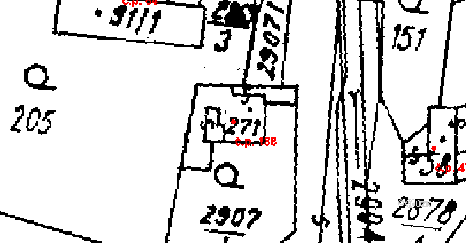 Střítež nad Ludinou 188 na parcele st. 271 v KÚ Střítež nad Ludinou, Katastrální mapa