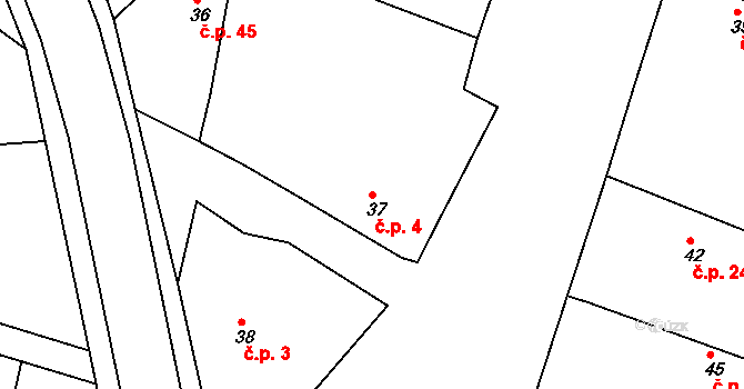 Chvalovice 4, Kovanice na parcele st. 37 v KÚ Chvalovice u Nymburka, Katastrální mapa